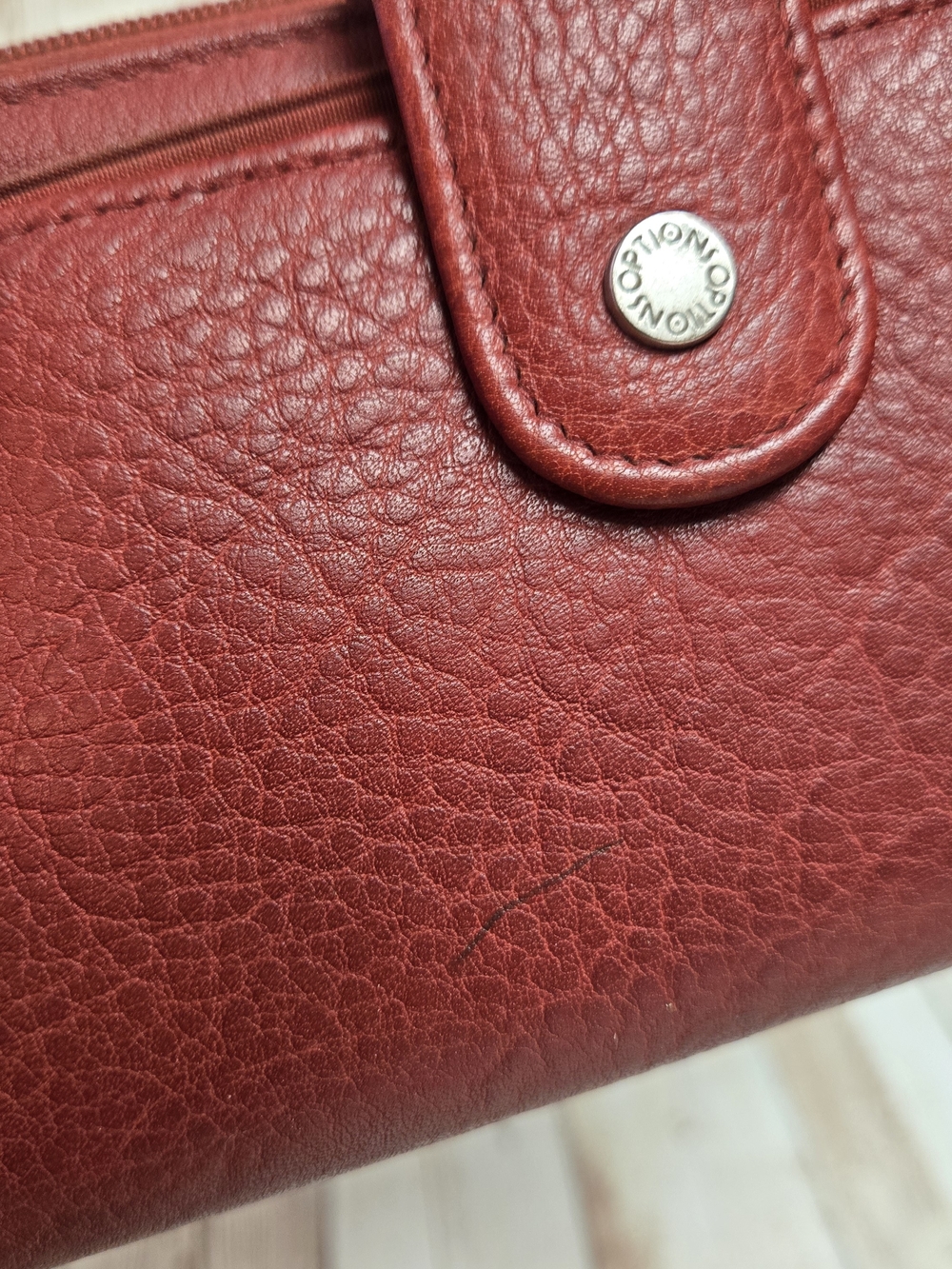 Options by Buxton Red Genuine Leather Checkbook Wallet Organizer - Picture 14 of 16